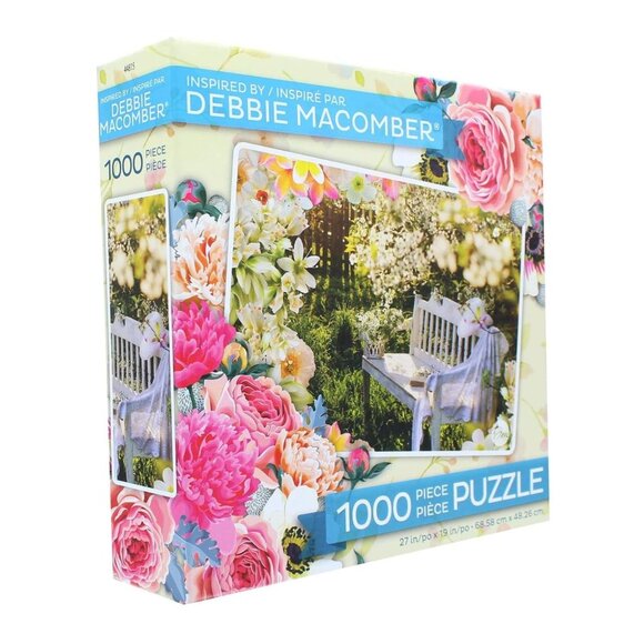 Debbie Macomber 1000 Piece Puzzle Floral Garden Bench 27" x 19" - Picture 3 of 6